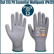 Portwest Cut Resistant Hand Coating Safety Level C PU Gloves Pack of 12 pairs UK
