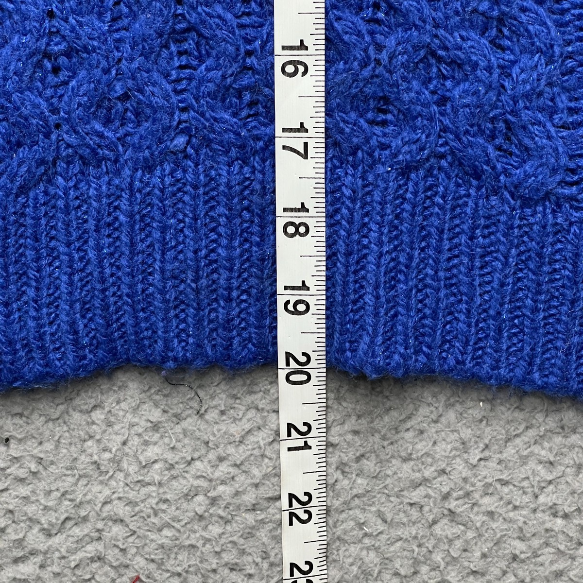 Vintage JC Penny Sweater Womens Medium Blue Wool Blend Cable Knit 
