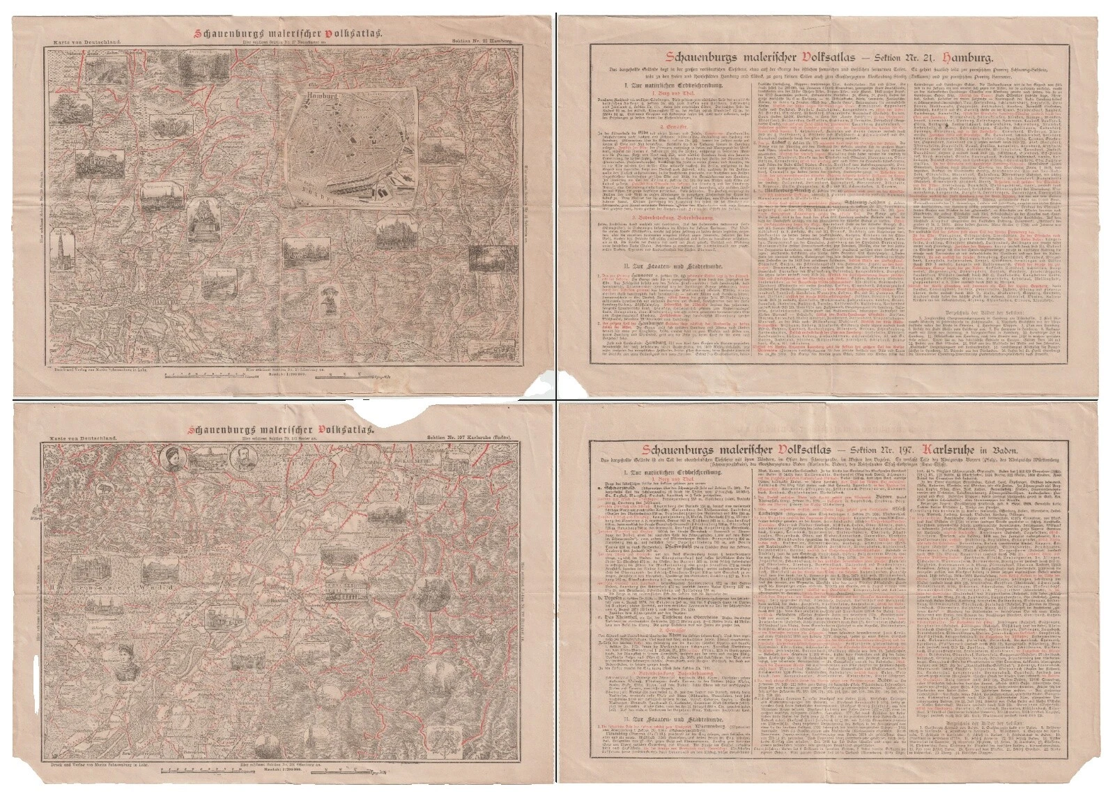 County Map Antique Europe Folding Maps