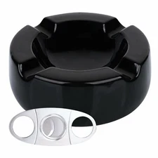 Cigar Ashtray Outdoors Ash Tray – Round 8.5 inch Ceramic Ashtrays Bundled with C