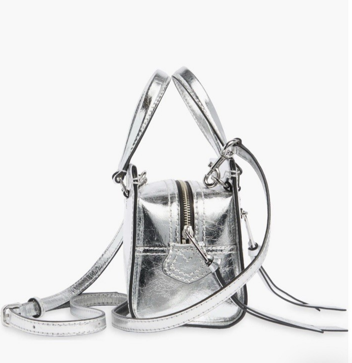 NWT Marc Jacobs Small Crinkle Cruiser Metallic Satchel Bag Silver