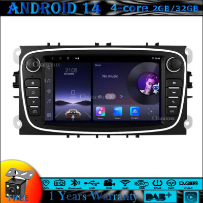 7''Android 14 Autoradio GPS SAT Navi Carplay DAB For Ford Mondeo Transit Connect