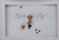 Laundry woman pebble art picture gift Sea glass pebble art,new home Love gift