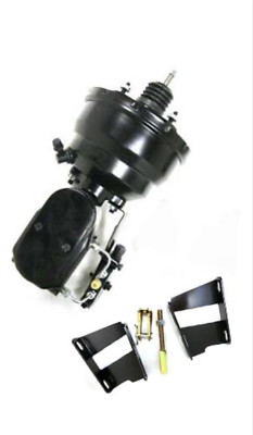 55-57 Chevy Tri 5 8'' Dual BLACK Power Brake Booster Smooth Master Disc Drum Kit