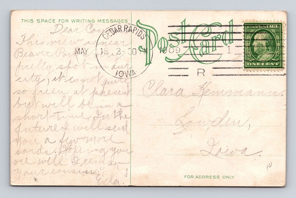 Cedar Rapids IAIowa, Driveway Ridgewood, Antique, Vintage c1909