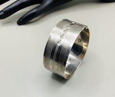 Vintage Sterling Silver Engine Turned Belt Buckle Bangle 15-19cm W25mm W32.16g