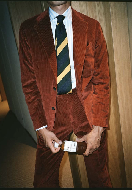 drake's brick red corduroy cotton suit slim fit | eBay