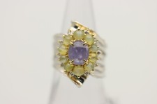 Women Star Sapphire Cats Eye Chrysoberyl Diamond Platinum & Gold Ring Size 6.25