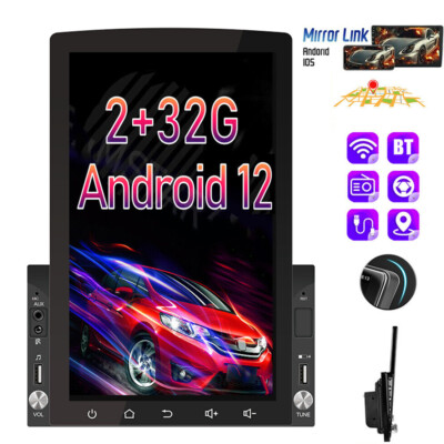 10 Inch Car Stereo Radio Bluetooth Vertical Android 12 2DIN FM Touch Screen GPS