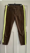 Hudson Loulou Stretch Jean Style Women's Size 28 Tuxedo Lime Green Stripes