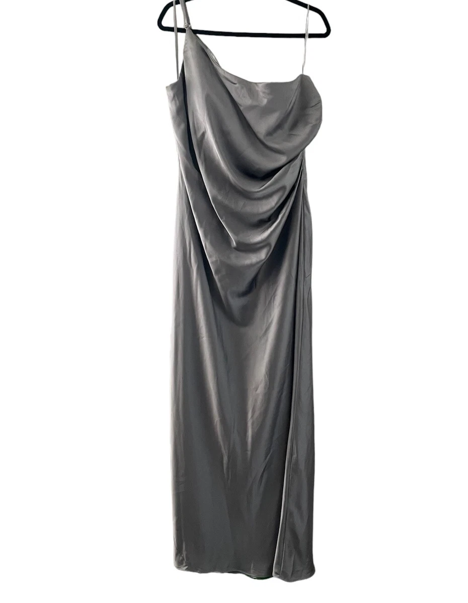 silver bridesmaid dresses ebay Silver Bridesmaid Dresses A-Line V-Neck Straps Long Stretch Satin Bridesmaid Dresses With Split