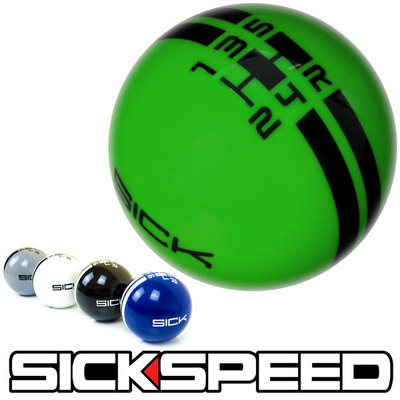 GREEN/BLACK RALLY STRIPE SHIFT KNOB FOR 5 SPEED SHORT THROW 5RDR 3/8X24 S06