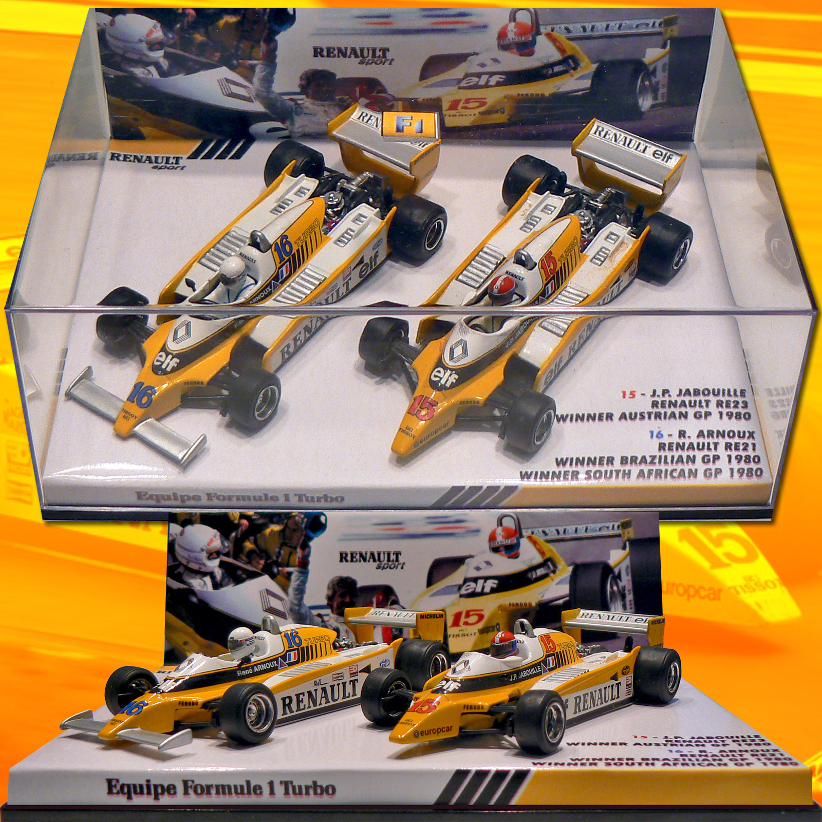 Coffret Renault RE20 formule 1 de 1980 pour décoration de bureau et vitrine de salon