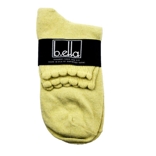 Lime Green Ankle Socks 9-11 Jane Nylon Cashmere Blend Scalloped Cuff B.ella - Afbeelding 1 van 4