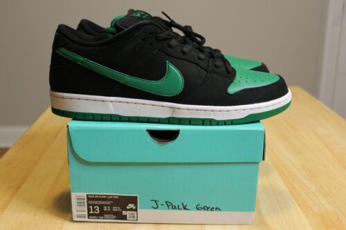 2019 Pine Green Jpack Nike SB Dunk Low Pro BQ6817-005 Size 13 DS Brand New Black - Picture 1 of 10