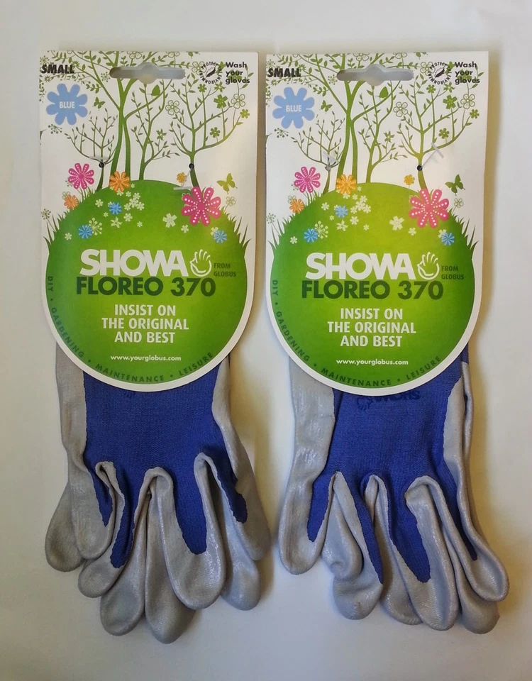 2 Guanti da giardinaggio leggeri unisex BLU SMALL Showa 370 FLOREO palma nitrile