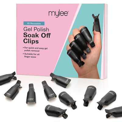 Mylee 10Pcs Soak Off Nail Clips Gel Polish Remover Cap Reusable Home & Salon Use