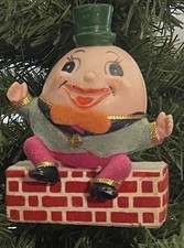 Vintage Blow Mold Flocked Humpty Dumpty Chris...
