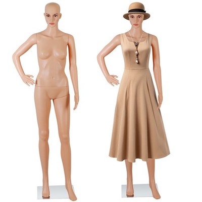 Realistic Female Fleshtone Fiberglass Mannequin  Standing with Base Mary