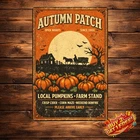 Sleepy Hollow Farm Pumpkin Halloween Vintage Tin Metal Sign 8x12
