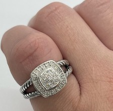 David Yurman Petite Albion Ring Size 6 Sterling Silver w/ Pave-set Diamonds