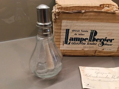 Rare  Ancienne Lampe berger  Verre moulé Avec Boîte D'origine + Boite De Mèche - Photo 1/4