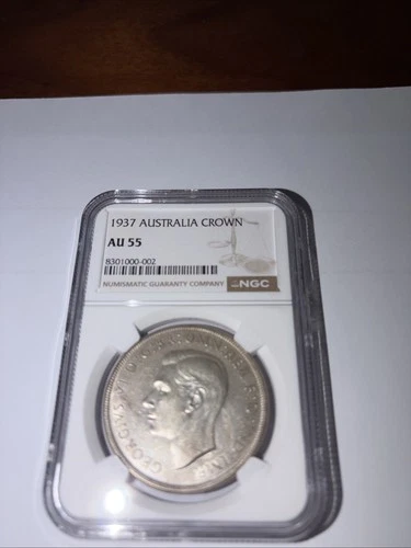 1937 AUSTRALIA CROWN NGC AU 55 Silver Coin