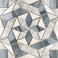 22 1/4" x 22 1/4" Porcelain Tile Medallion Accent Mosaic A17 