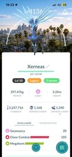Pokémon Trade Go Level 50- Xerneas 3 Moves LA Background Geomancy