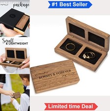 Wooden Wedding Ring Box Double Ring Holder Case Small Rustic Keepsake for Two