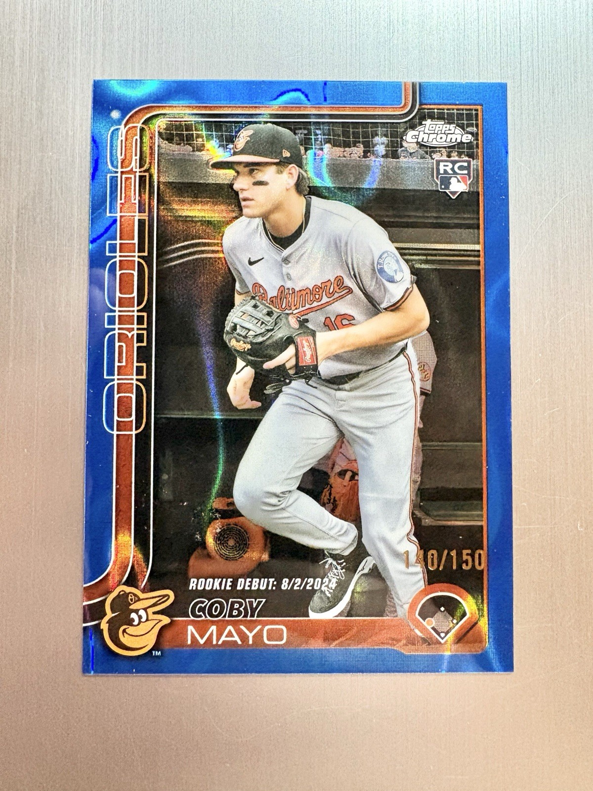 Coby Mayo 2025 Topps Chrome Update #USC94 Blue Lava Refractor #d /150 Orioles Rc