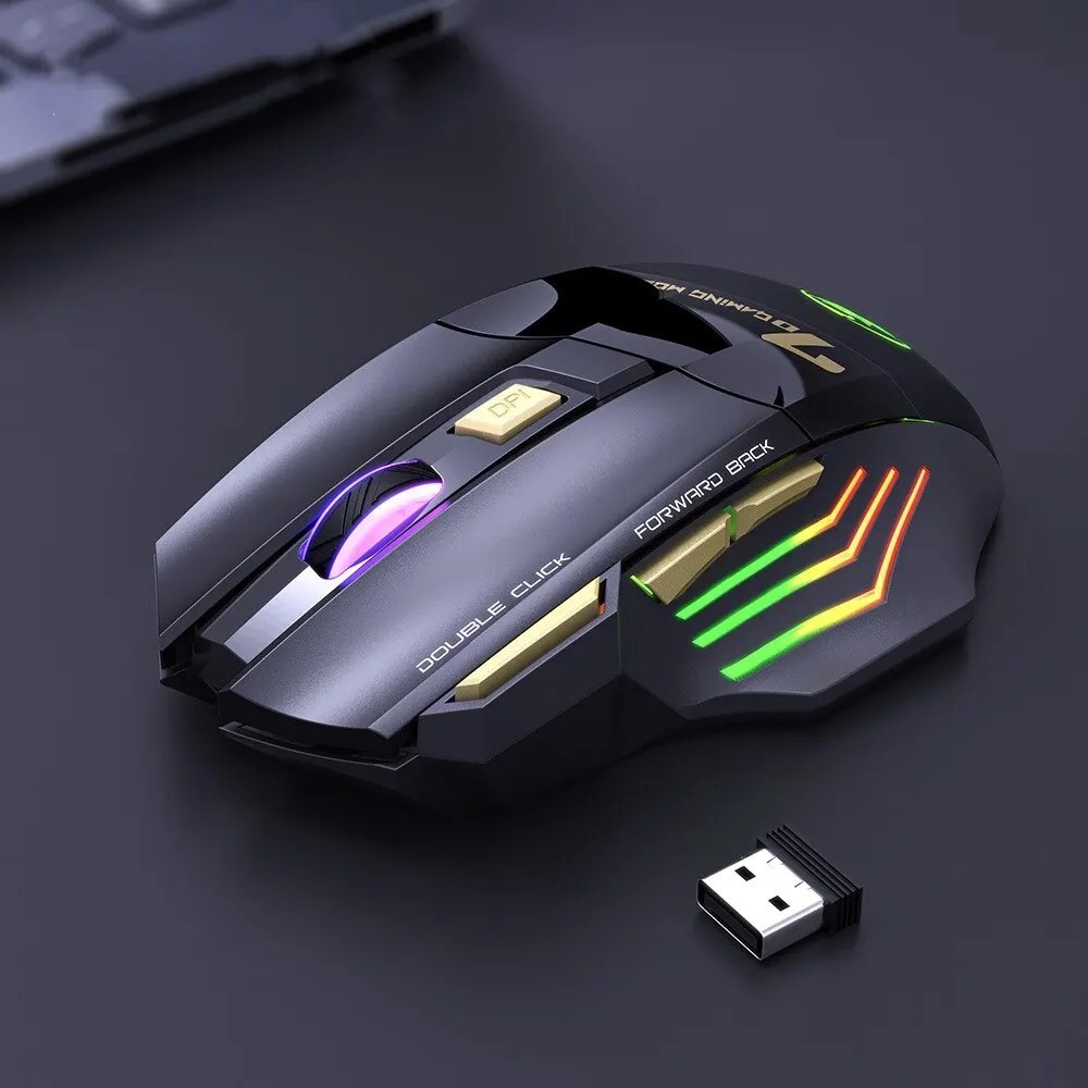 Souris de jeu sans fil IMICE GW-X7 gamer RVB optique 3200 DPI silencieuse pour ordinateur portable