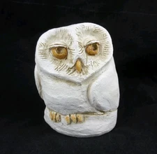 3.75" 'The Stone Bunny, Inc.' Telle M. Stein White Snow Owl Statue Figurine