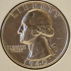 1940d Washington silver quarter Bu bright uncirculated