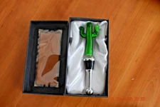 Handblown Art Glass Wine Bottle Stopper Cactus In Gift Box 5"/New/wine cork/Gift