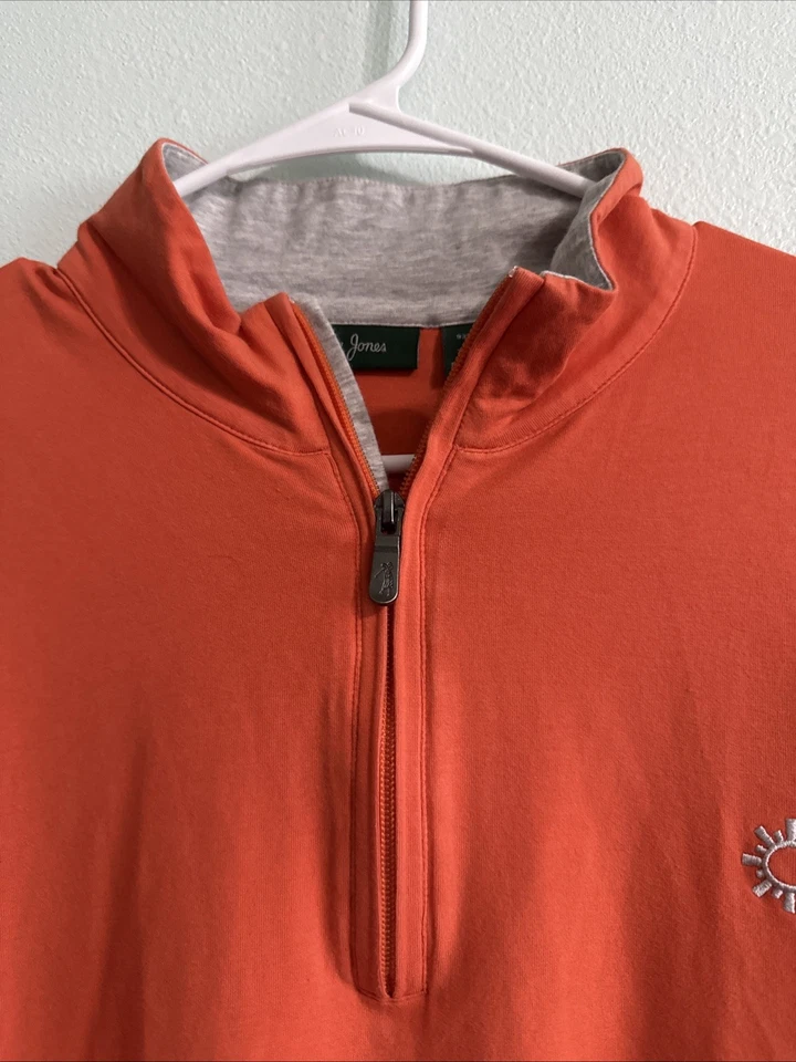 Bobby Jones Pullover Quarter Zip Men's XL 93% Pima Cotton Orange Golf Sweater - Image 4 of 4