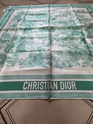 Dior Toile de Jouy Green/White Silk Square Scarf 90 x 90 cm Brand