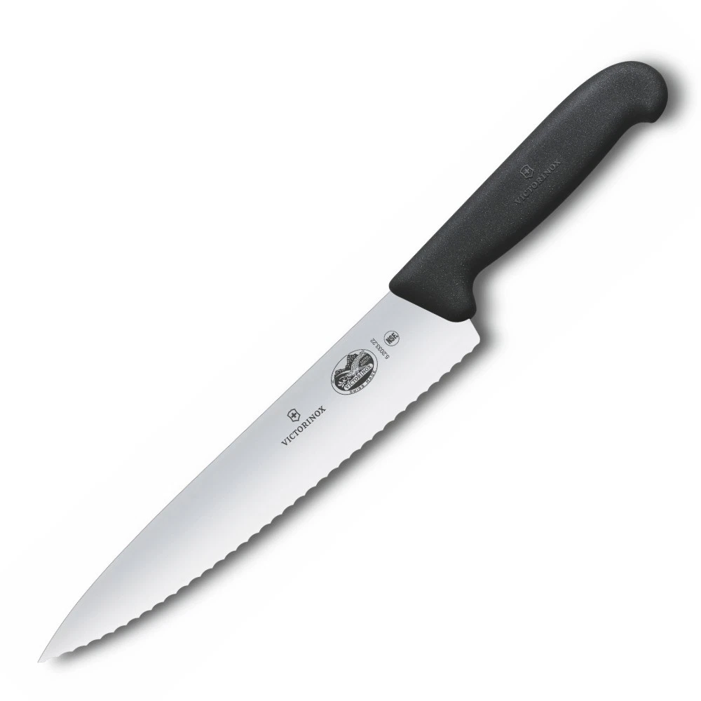 Victorinox Cooks Carving 25cm Knife Wavy Edge Fibrox | Black 5.2033.25