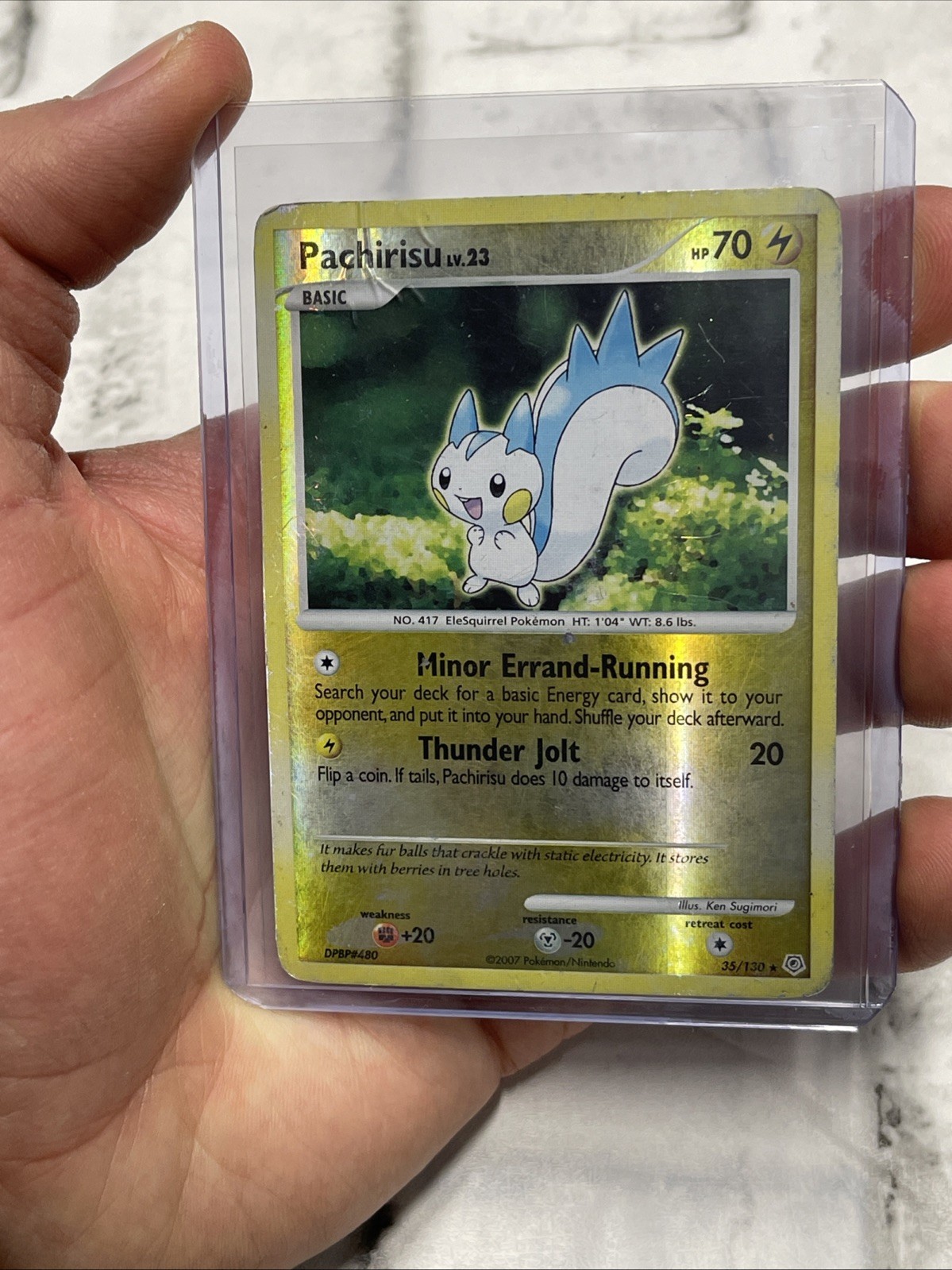 Pokemon TCG: Pachirisu 35/130 2007 Diamond & Pearl Reverse Holo Heavily Played