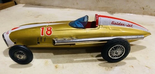 VINTAGE TIN GOLDEN-JET RACER CAR #18 BANDAI MADE IN JAPAN OA-15