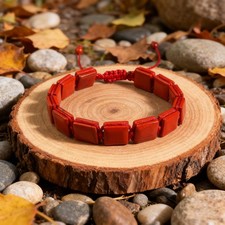 Men's Bracelet Red Jasper Bracelet Natural Healing Crystal Red Gemstone Bracelet