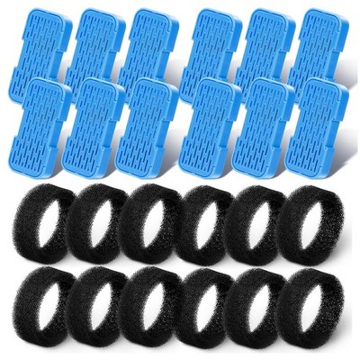 AONBOY Cat Water Fountain Filters, 12 Filters + 12 Cat Fountain Sponge, Suita...