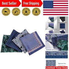 100 Mulberry Silk Pocket Squares for Men, Luxury Silk Handkerchiefs, Mens Ha...