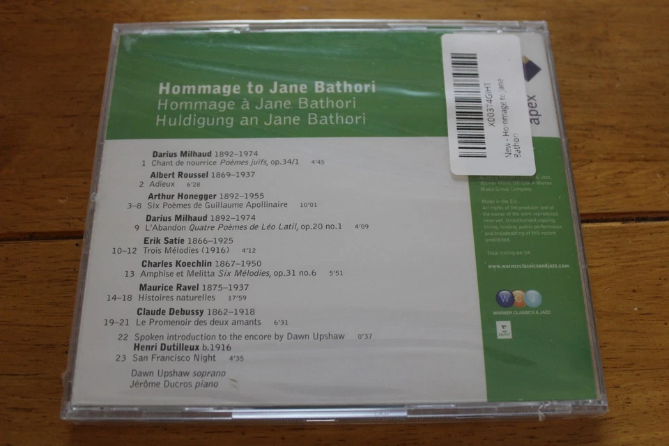 Hommage to Jane Bathori CD Debussy Ravel Satie French Classical Music New Sealed Foto 2 de 2