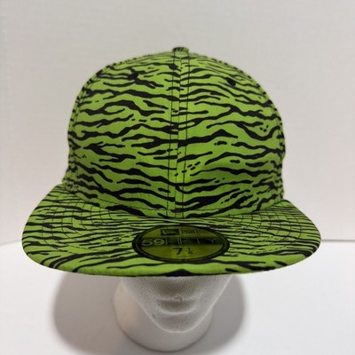 2013 Jeremy Scott New Era Slime Green Tiger Stripe Psychedelic Hat Size 7 1/8New