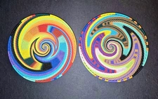 Set Of 2 South African Zulu Telephone Wire Basket 9" Hand Woven Folk Art