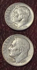 USA- Two Roosevelt Dimes 1958-P & D 90% Silver- FREE SHIP!