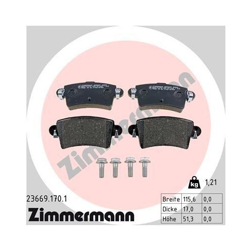 Plaquettes de frein à disque Zimmermann 23669.170.1 anti-usure pour Nissan