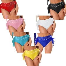 Womens Shorts Music Dancewear Holiday Briefs Party Rhinestone Downy Dance Club