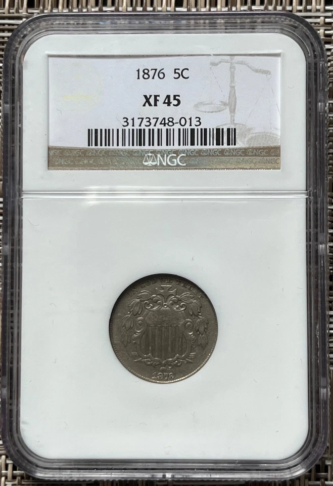 1876 Shield nickel, NGC graded XF-45 - better date - Image 3 of 4